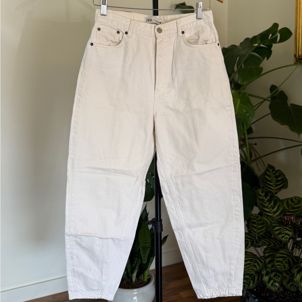 Zara White Denim Balloon Jeans sz6